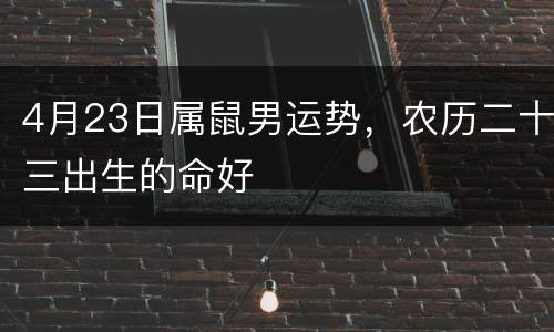 4月23日属鼠男运势，农历二十三出生的命好