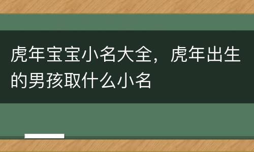 虎年宝宝小名大全，虎年出生的男孩取什么小名