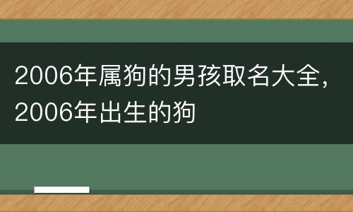 2006年属狗的男孩取名大全，2006年出生的狗