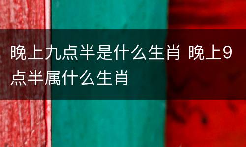 晚上九点半是什么生肖 晚上9点半属什么生肖