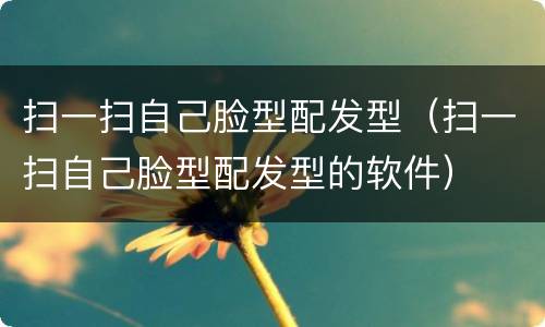 扫一扫自己脸型配发型（扫一扫自己脸型配发型的软件）