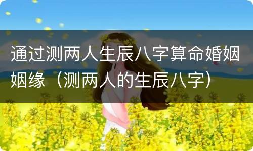 通过测两人生辰八字算命婚姻姻缘（测两人的生辰八字）