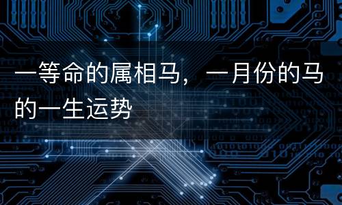 一等命的属相马，一月份的马的一生运势