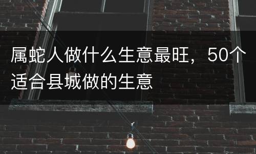 属蛇人做什么生意最旺，50个适合县城做的生意