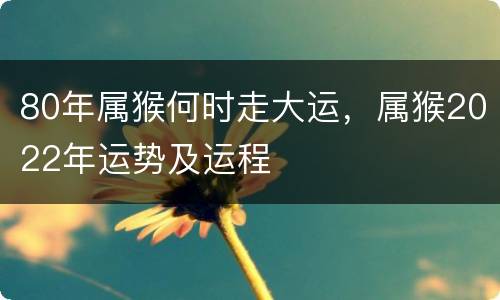 80年属猴何时走大运，属猴2022年运势及运程