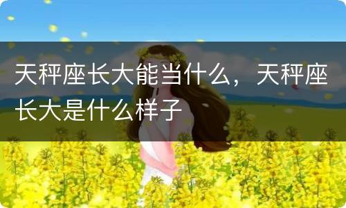 天秤座长大能当什么，天秤座长大是什么样子