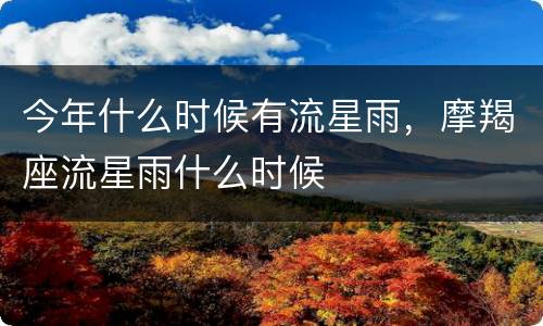 今年什么时候有流星雨，摩羯座流星雨什么时候