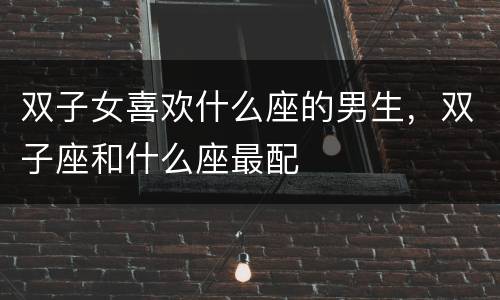 双子女喜欢什么座的男生，双子座和什么座最配