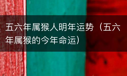 五六年属猴人明年运势（五六年属猴的今年命运）
