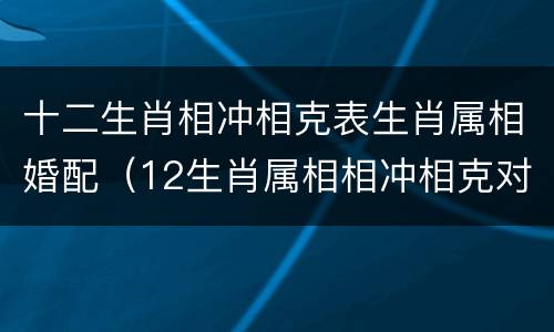 十二生肖相冲相克表生肖属相婚配（12生肖属相相冲相克对照表）