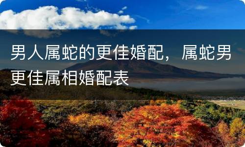 男人属蛇的更佳婚配，属蛇男更佳属相婚配表