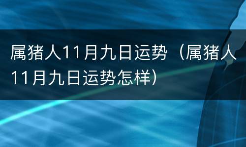 属猪人11月九日运势（属猪人11月九日运势怎样）