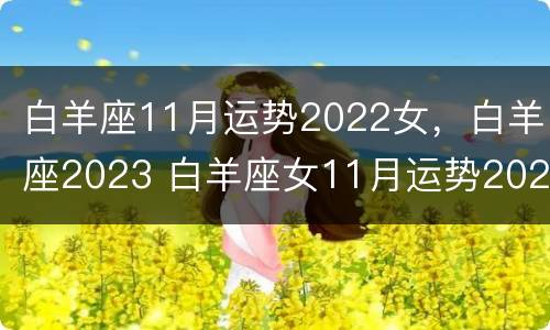 白羊座11月运势2022女，白羊座2023 白羊座女11月运势2021