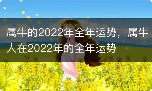 属牛的2022年全年运势，属牛人在2022年的全年运势