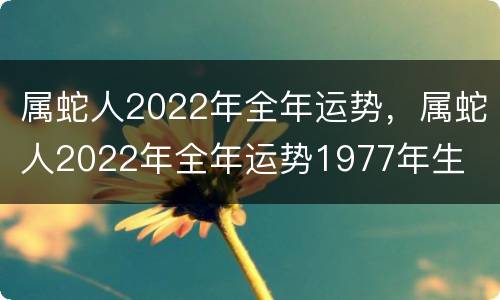 属蛇人2022年全年运势，属蛇人2022年全年运势1977年生