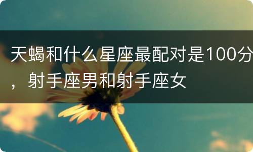 天蝎和什么星座最配对是100分，射手座男和射手座女