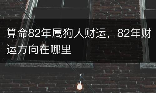 算命82年属狗人财运，82年财运方向在哪里