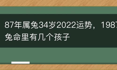 87年属兔34岁2022运势，1987兔命里有几个孩子