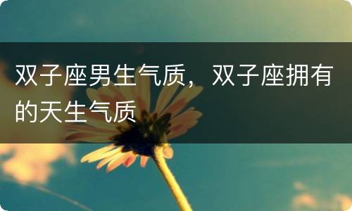 双子座男生气质，双子座拥有的天生气质