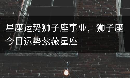 星座运势狮子座事业，狮子座今日运势紫薇星座