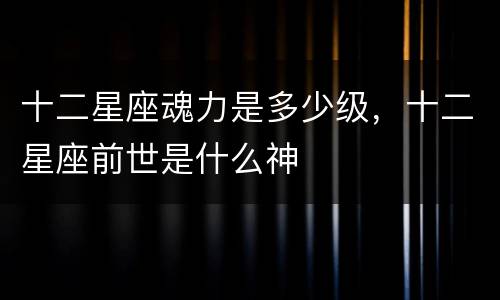 十二星座魂力是多少级，十二星座前世是什么神