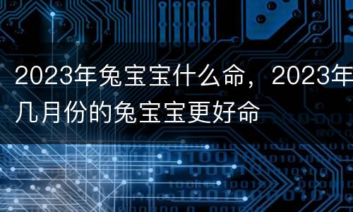 2023年兔宝宝什么命，2023年几月份的兔宝宝更好命