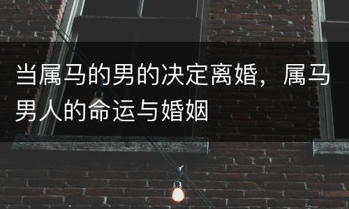 当属马的男的决定离婚，属马男人的命运与婚姻