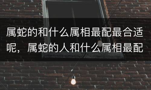 属蛇的和什么属相最配最合适呢，属蛇的人和什么属相最配