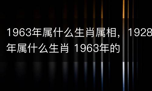 1963年属什么生肖属相，1928年属什么生肖 1963年的