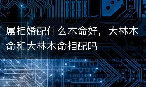 属相婚配什么木命好，大林木命和大林木命相配吗