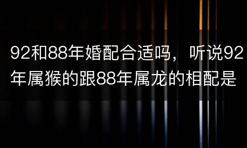 92和88年婚配合适吗，听说92年属猴的跟88年属龙的相配是吗？