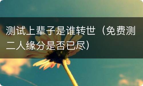 测试上辈子是谁转世（免费测二人缘分是否已尽）