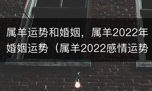 属羊运势和婚姻，属羊2022年婚姻运势（属羊2022感情运势）
