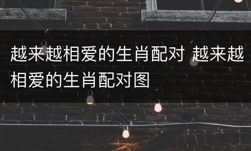 越来越相爱的生肖配对 越来越相爱的生肖配对图