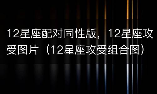 12星座配对同性版，12星座攻受图片（12星座攻受组合图）