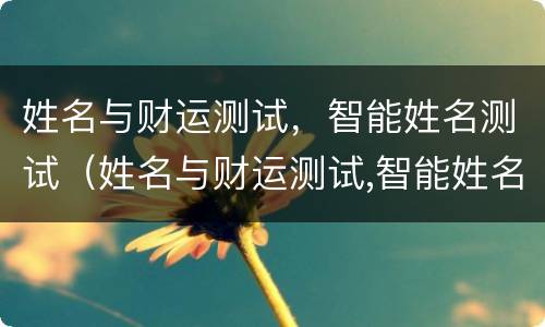 姓名与财运测试，智能姓名测试（姓名与财运测试,智能姓名测试准吗）