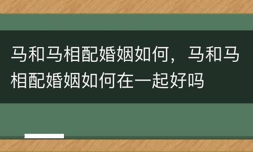 马和马相配婚姻如何，马和马相配婚姻如何在一起好吗