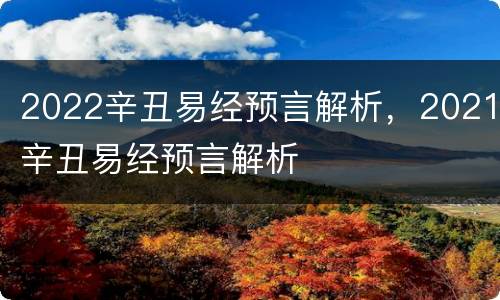 2022辛丑易经预言解析，2021辛丑易经预言解析