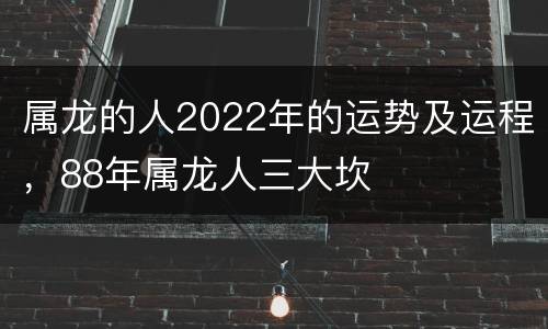属龙的人2022年的运势及运程，88年属龙人三大坎