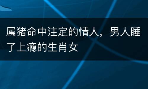 属猪命中注定的情人，男人睡了上瘾的生肖女