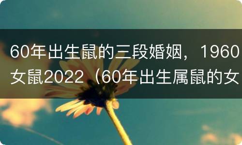 60年出生鼠的三段婚姻，1960女鼠2022（60年出生属鼠的女人咋样?）