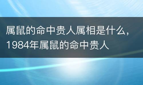 属鼠的命中贵人属相是什么，1984年属鼠的命中贵人