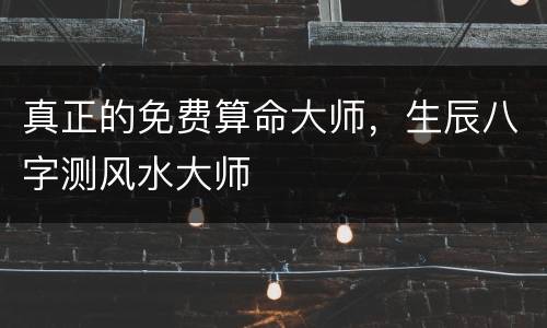 真正的免费算命大师，生辰八字测风水大师