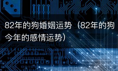 82年的狗婚姻运势（82年的狗今年的感情运势）