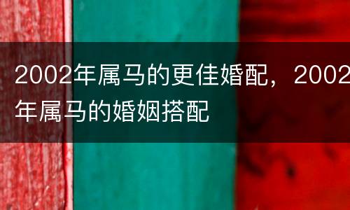 2002年属马的更佳婚配，2002年属马的婚姻搭配