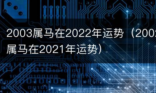2003属马在2022年运势（2002属马在2021年运势）