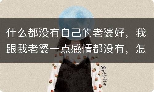 什么都没有自己的老婆好，我跟我老婆一点感情都没有，怎么办？