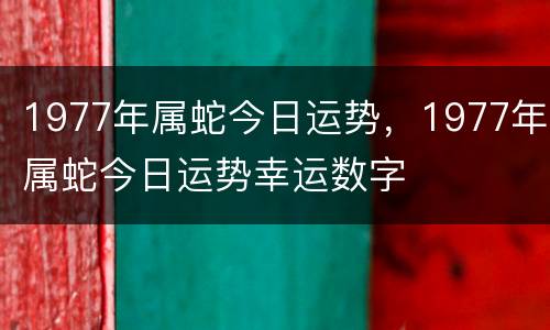 1977年属蛇今日运势，1977年属蛇今日运势幸运数字