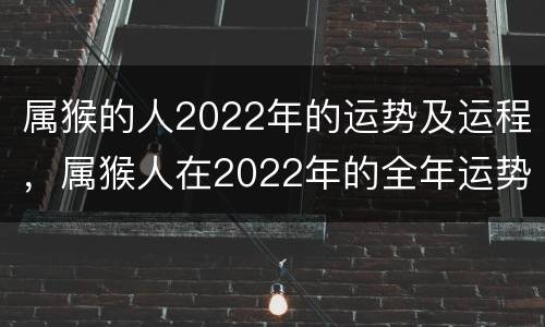 属猴的人2022年的运势及运程，属猴人在2022年的全年运势