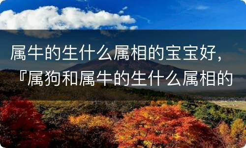 属牛的生什么属相的宝宝好，『属狗和属牛的生什么属相的孩子比较